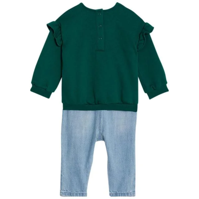 - Pet fence foldable indoorM&S Cotton Heart Sweat and Jean Outfit '0-3 M Green Mix