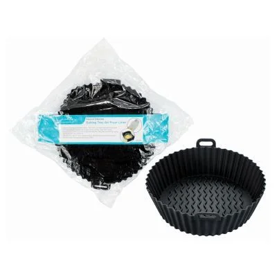 - Rabbit grass rack to prevent waste food boxRound Silicone Baking Tray Air Fryer Liner - Black - By Ashley