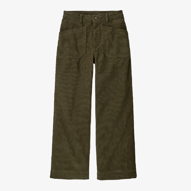 ---Women's Wide-Leg Corduroy Pants - Basin Green