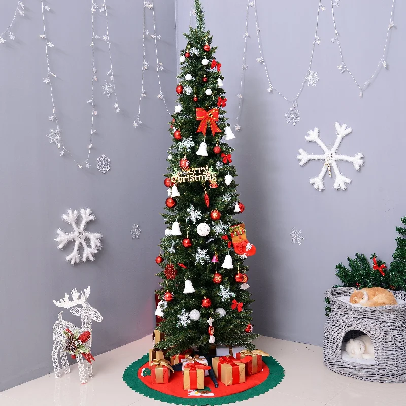 - ​​Christmas pet Christmas clothing7 Foot Artificial Pine Pencil Slim Christmas Tree with 499 Branch Tips Xmas Holiday Décor with Stand Green