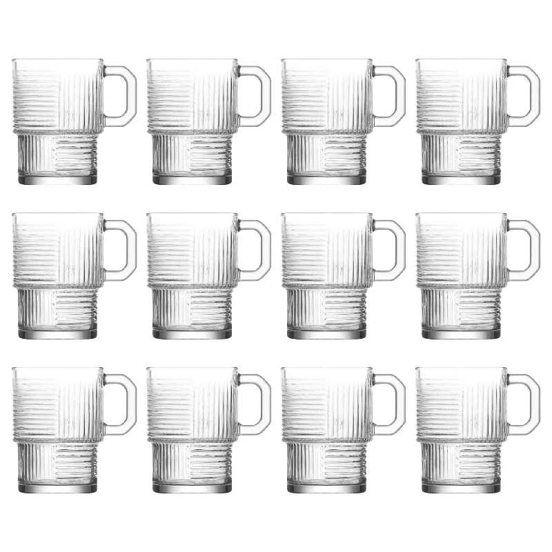  -Splash-proof food bowl AND Anti-choking slow food bowl270ml Helen Stacking Glass Coffee Cups - Pack of 12 - By LAV