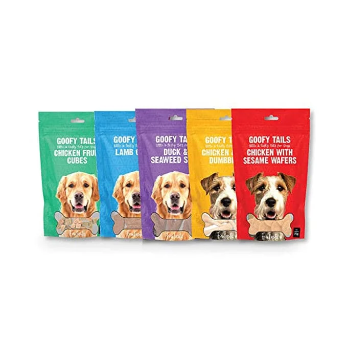 - High protein dog foodGoofy Tails Treats Combo for Dogs and Puppies - Pack of 5