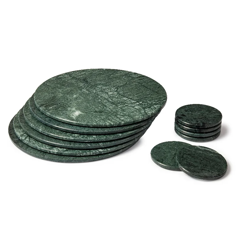  -Explosion-proof leash FOR LARGE dogs12pc Round Marble Placemats & Round Coasters Set - 30cm - Green - By Argon Tableware