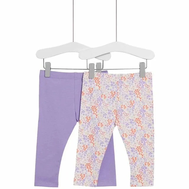 ---M&S Cotton Lilac Leggings 0 Months-3 Years