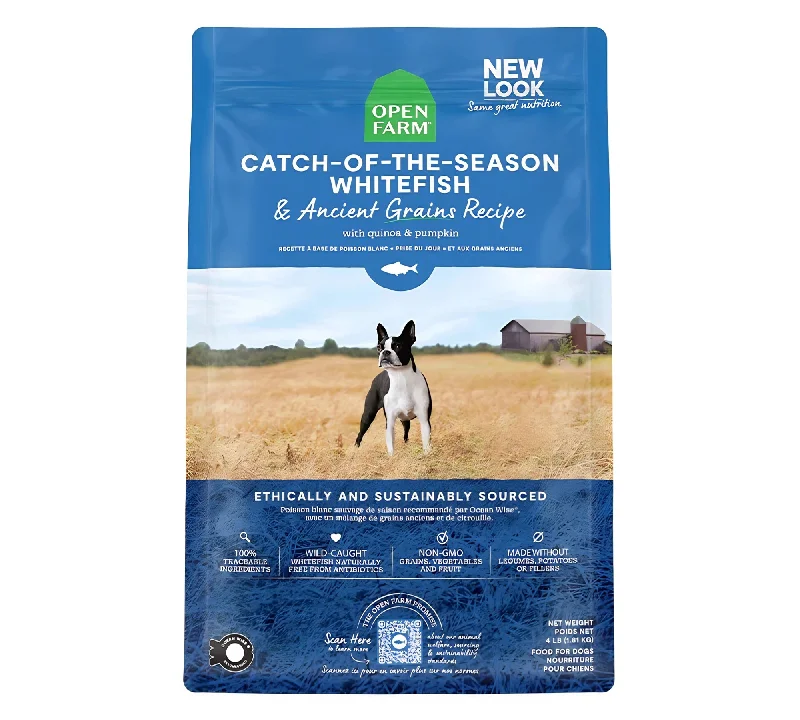 - Natural ingredient dog foodOpen Farm Catch of the-Season Whitefish & Ancient Grains Dry Dog Food(11 LB Bag)