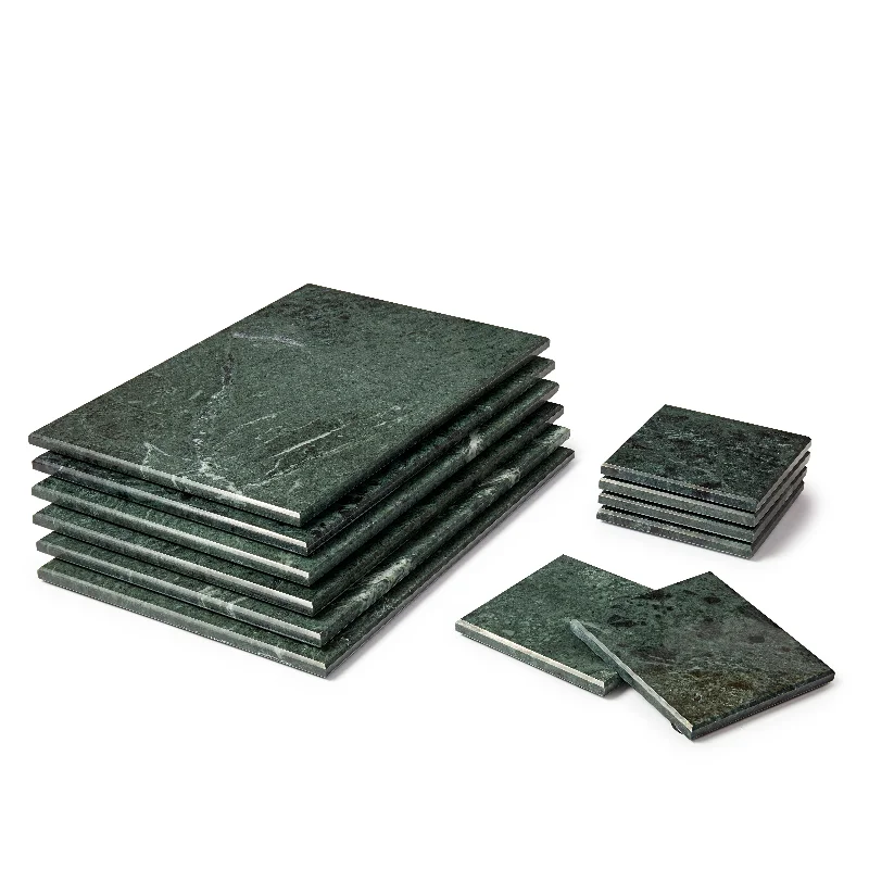 - Pet diabetes prescription food12pc Rectangle Marble Placemats & Square Coasters Set - 30cm x 20cm - Green - By Argon Tableware