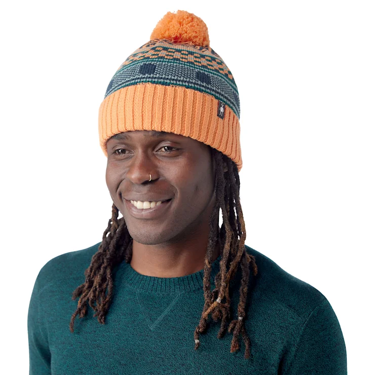 ---Fairisle Fleece Lined Beanie - Apricot