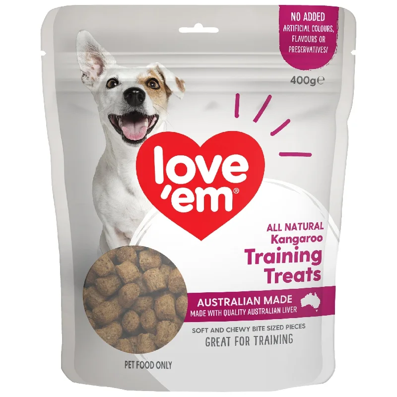 - Food for sterilized dogslove'em Kangaroo Training Treats Dog Treats 400g