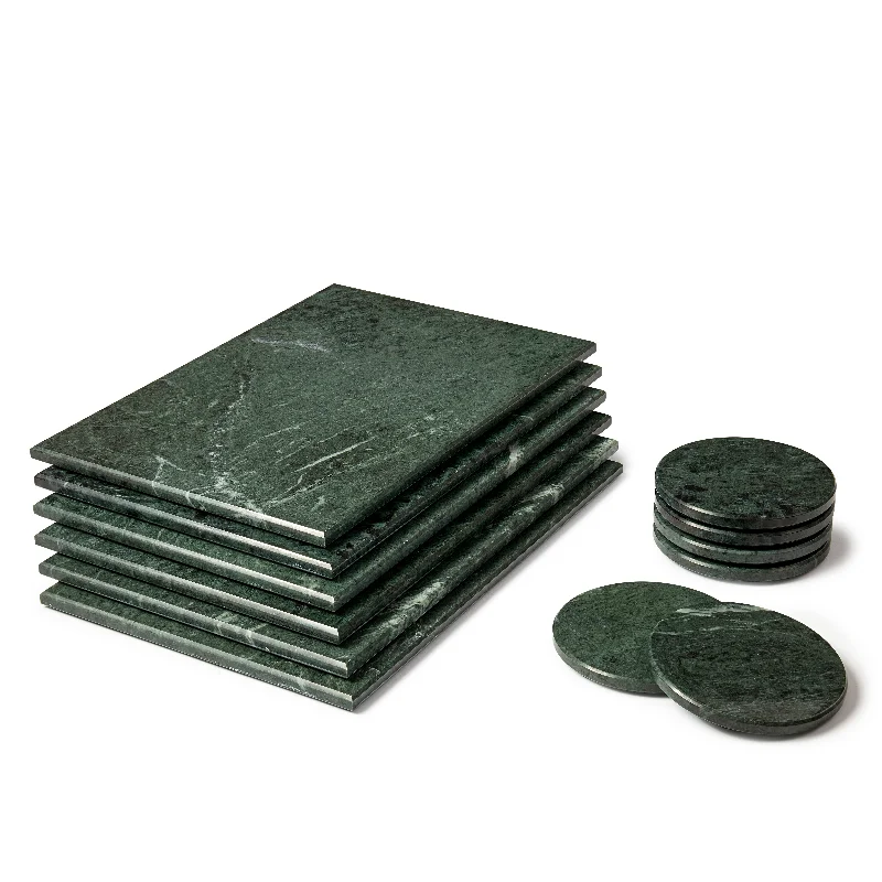 - Dog heart rate monitoring collar12pc Rectangle Marble Placemats & Round Coasters Set - 30cm x 20cm - Green - By Argon Tableware