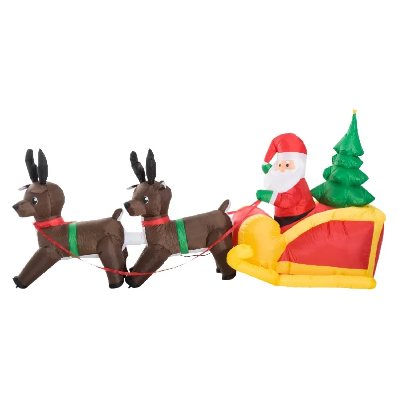 - Pet fence foldable indoorHomcom Large Self-inflating Inflatable Xmas Santa Claus Sledge Sleigh w/Reindeer LED Outdoor Blow Up Christmas Decoration