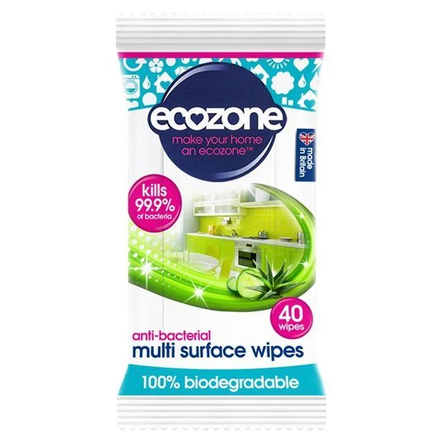 Pet ProductsEcozone Anti Bacterial Multi Surface Wipes   40 per pack