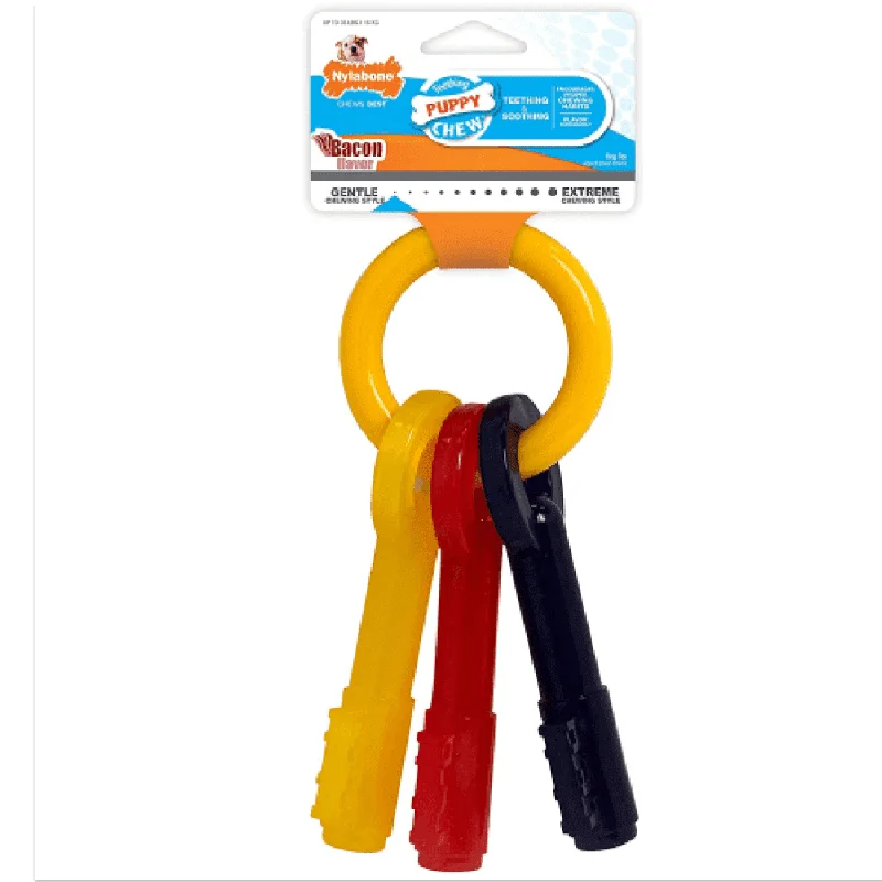 6. **Cat nest winter warmth**Nylabone Bacon Flavor Puppy Teething Keys Chew Toy for Dogs